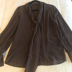 Taupe Tie Blouse